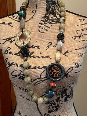 Vintage Angela Caputi Long Resin Necklace RARE HTF